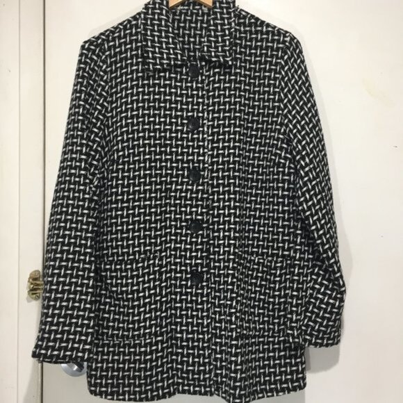 BLACK WHITE WOVEN TALL JACKETS SIZE L - Picture 1 of 2
